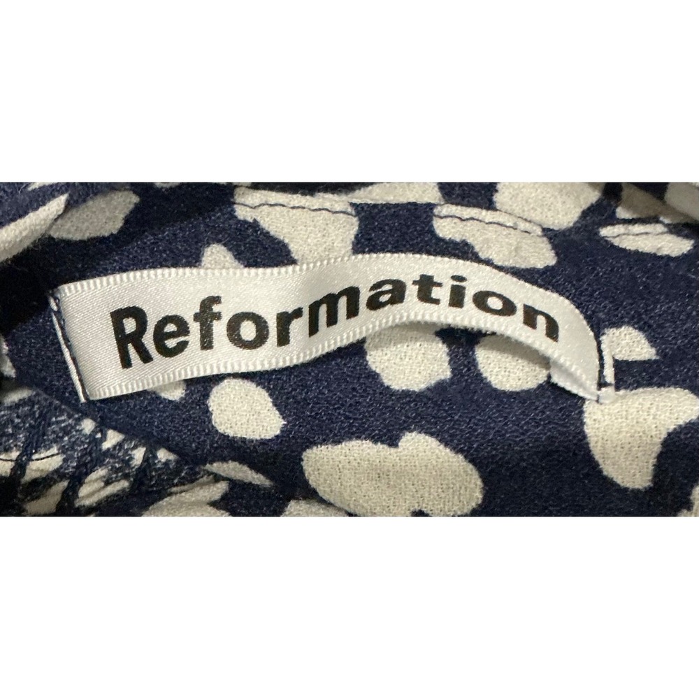 REFORMATION Humphrey Dress Navy White Abstract Animal Print Mini Sweetheart 4 S - Picture 6 of 7